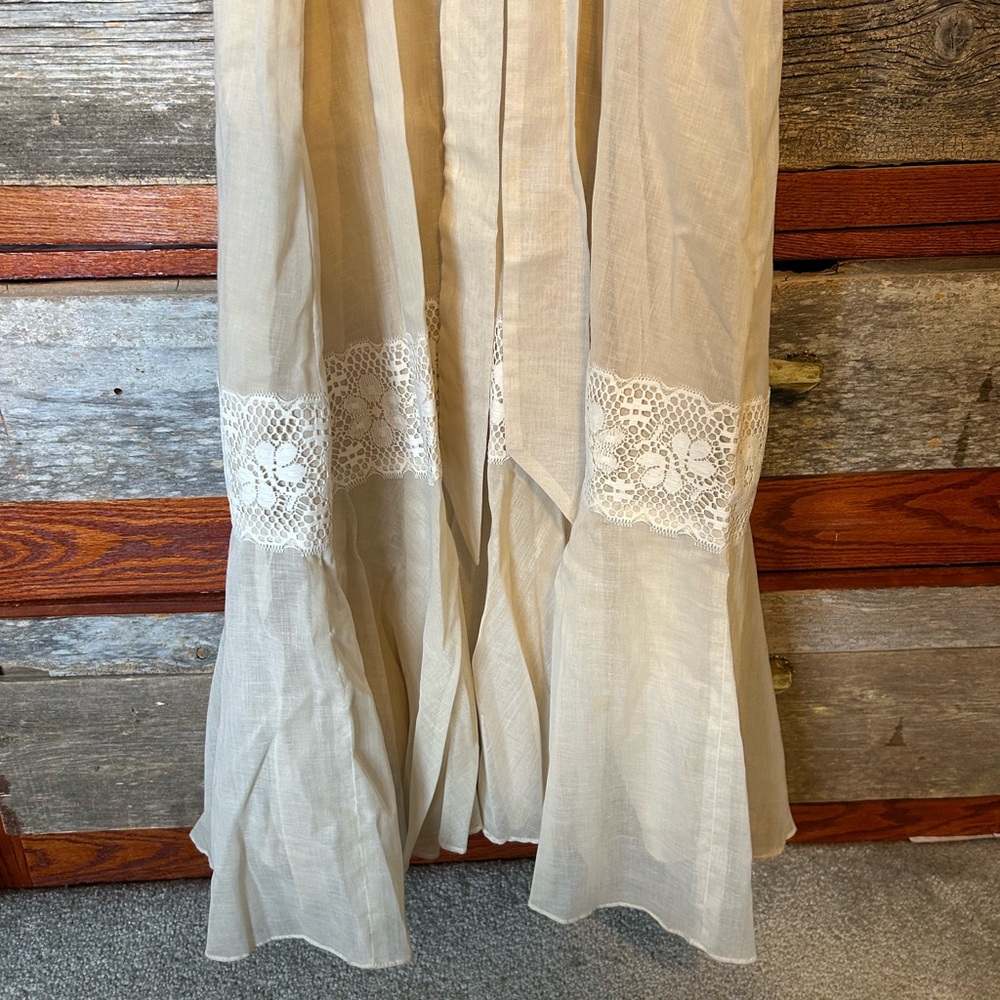 Vintage Elegant Cream Lace Maxi Dress Zipper in Back Buttons on Front Wedding - Picture 7 of 11